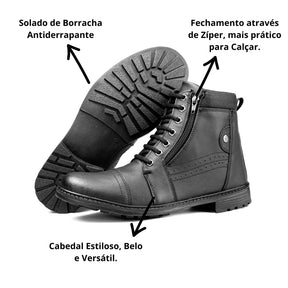 Kit de 2 Pares Bota Coturno Casual Ferraretto + Chinelo e Relógio