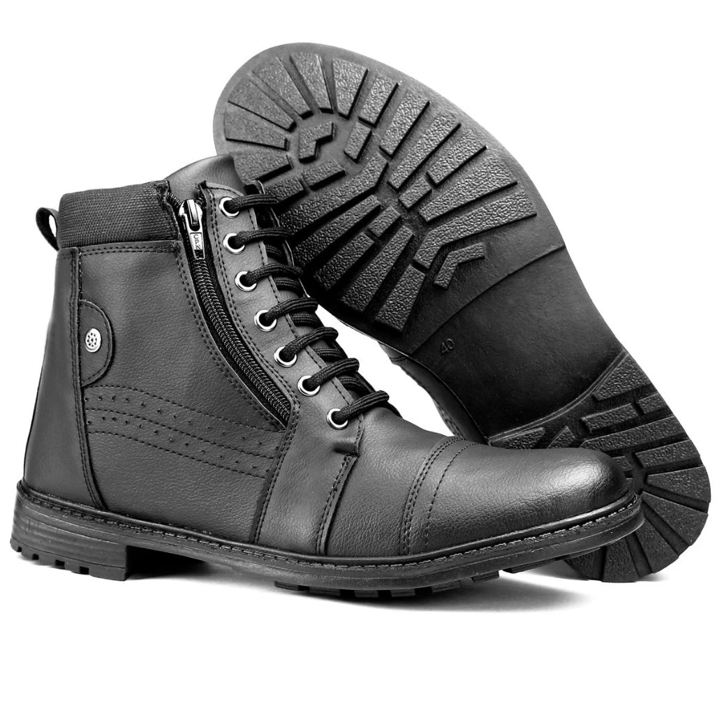 Kit de 2 Pares Bota Coturno Casual Ferraretto + Chinelo e Relógio