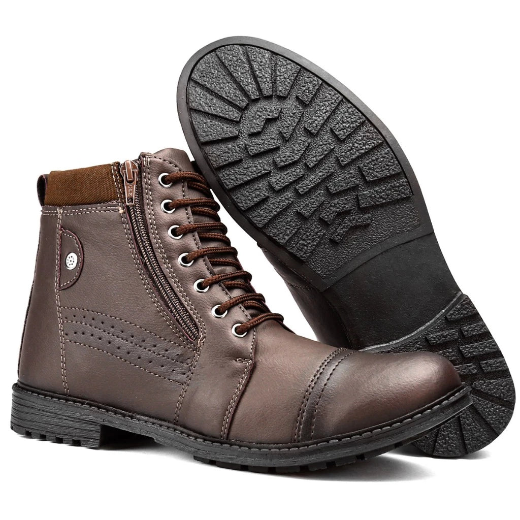 Kit de 2 Pares Bota Coturno Casual Ferraretto + Chinelo e Relógio